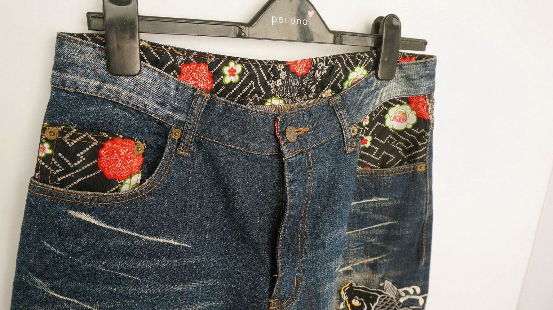 Kapital DOMINATE HANDCRAFTED SUKAJAN EMBROIDERED KOI FISH & LOTUS Size US 32 / EU 48 - 5 Thumbnail