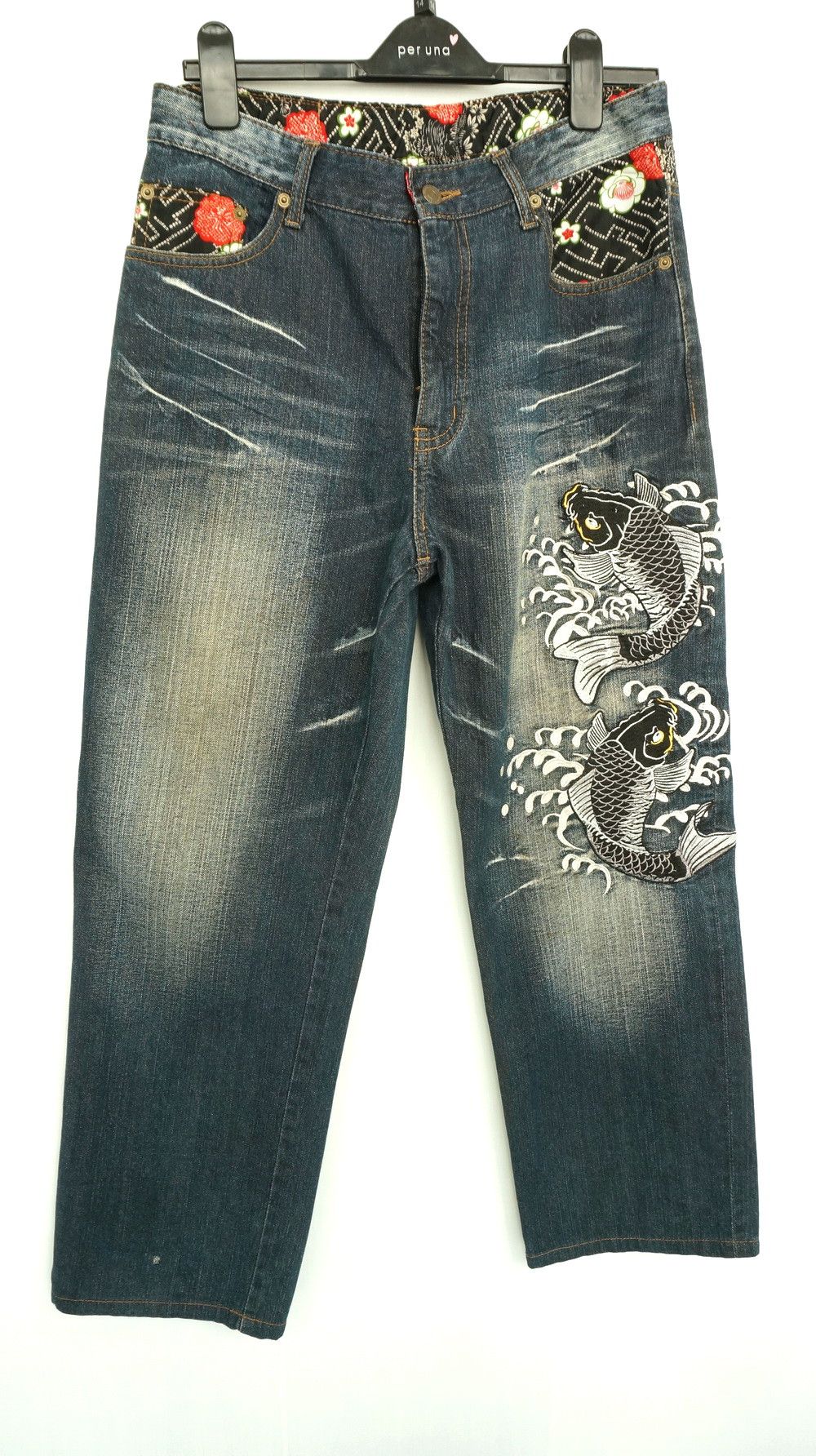 Kapital DOMINATE HANDCRAFTED SUKAJAN EMBROIDERED KOI FISH & LOTUS Size US 32 / EU 48 - 1 Thumbnail