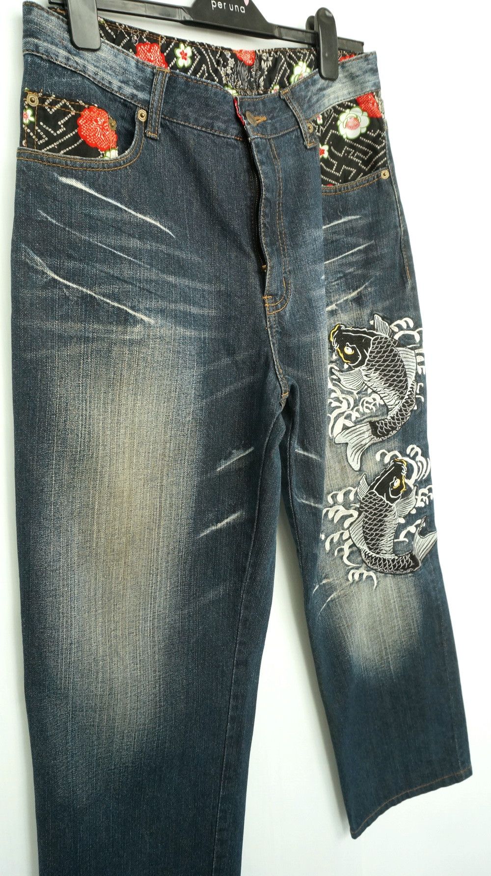 Kapital DOMINATE HANDCRAFTED SUKAJAN EMBROIDERED KOI FISH & LOTUS Size US 32 / EU 48 - 2 Thumbnail
