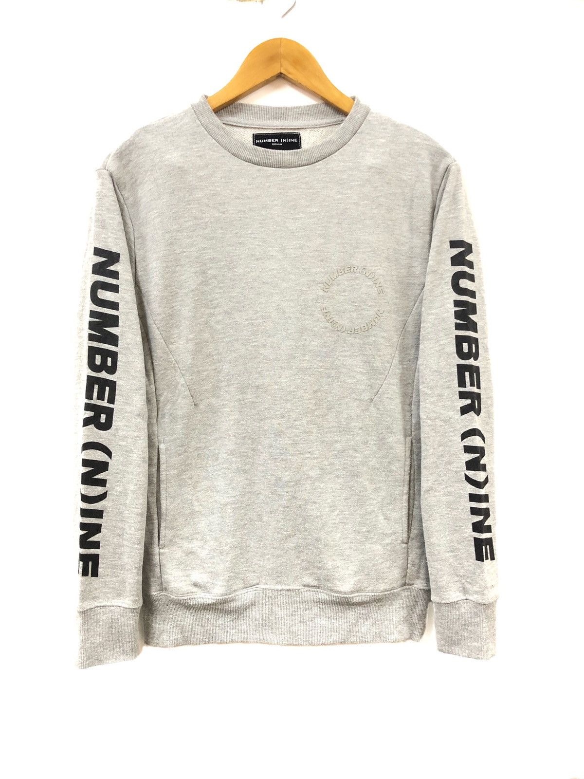 image of number Nine X Nano Universe Crewneck Sweatshirt in Black/Gray, Men's (Size Small)