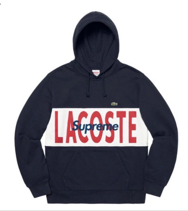 Lacoste × Supreme Supreme®/LACOSTE Logo Panel Hooded Sweatshirt Navy Sz Medium Size US M / EU 48-50 / 2 - 2 Thumbnail