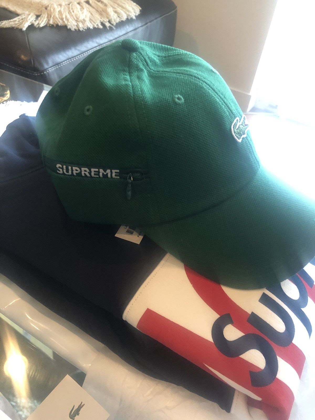 Supreme x Lacoste Pique 6 Panel Hat green