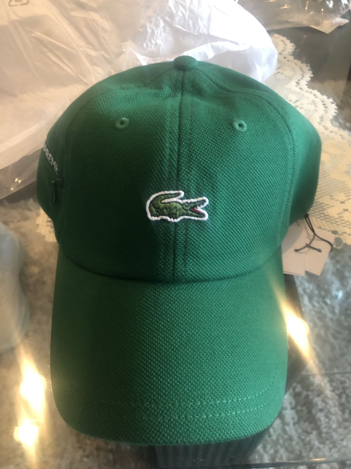 Supreme x Lacoste Pique 6 Panel Hat green