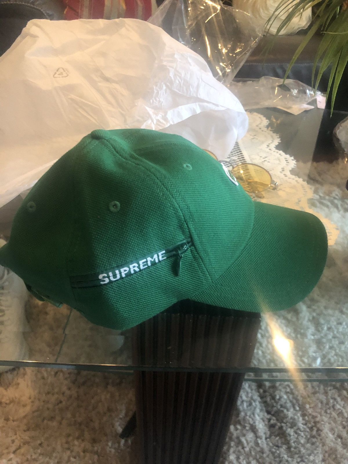 Supreme x Lacoste Pique 6 Panel Hat green