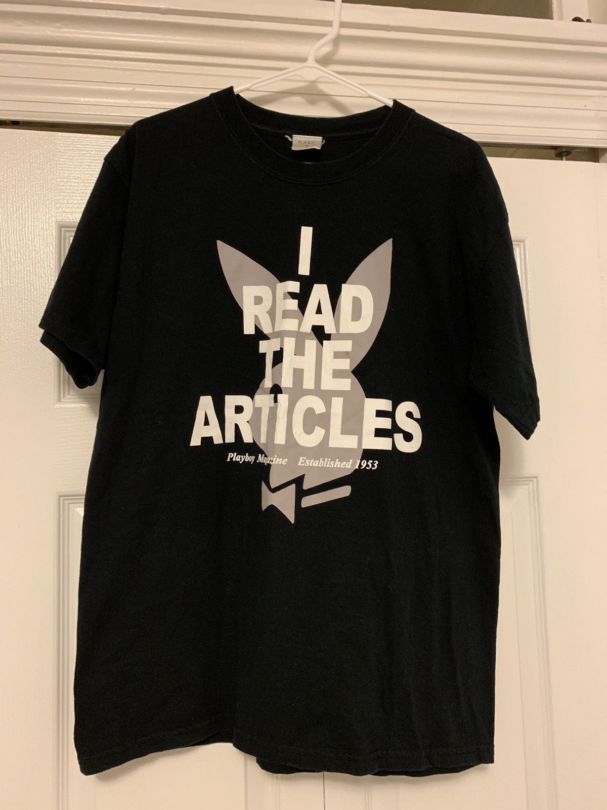 Playboy Vintage 1990s Playboy I Read the Articles Tee large black