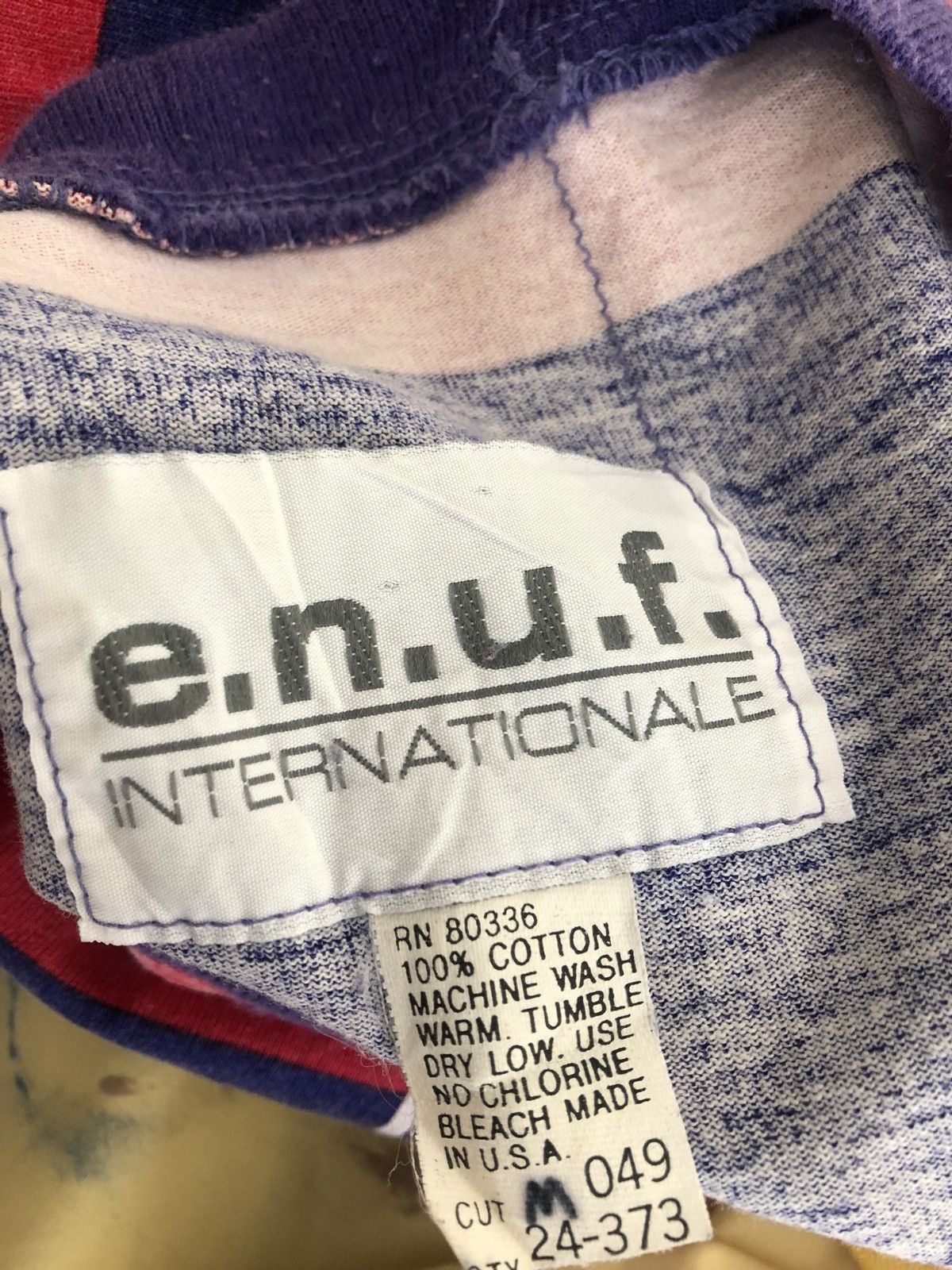 Vintage 90s e.n.u.f. International Spell Out Border Striped Hip Hop Size US XL / EU 56 / 4 - 8 Thumbnail