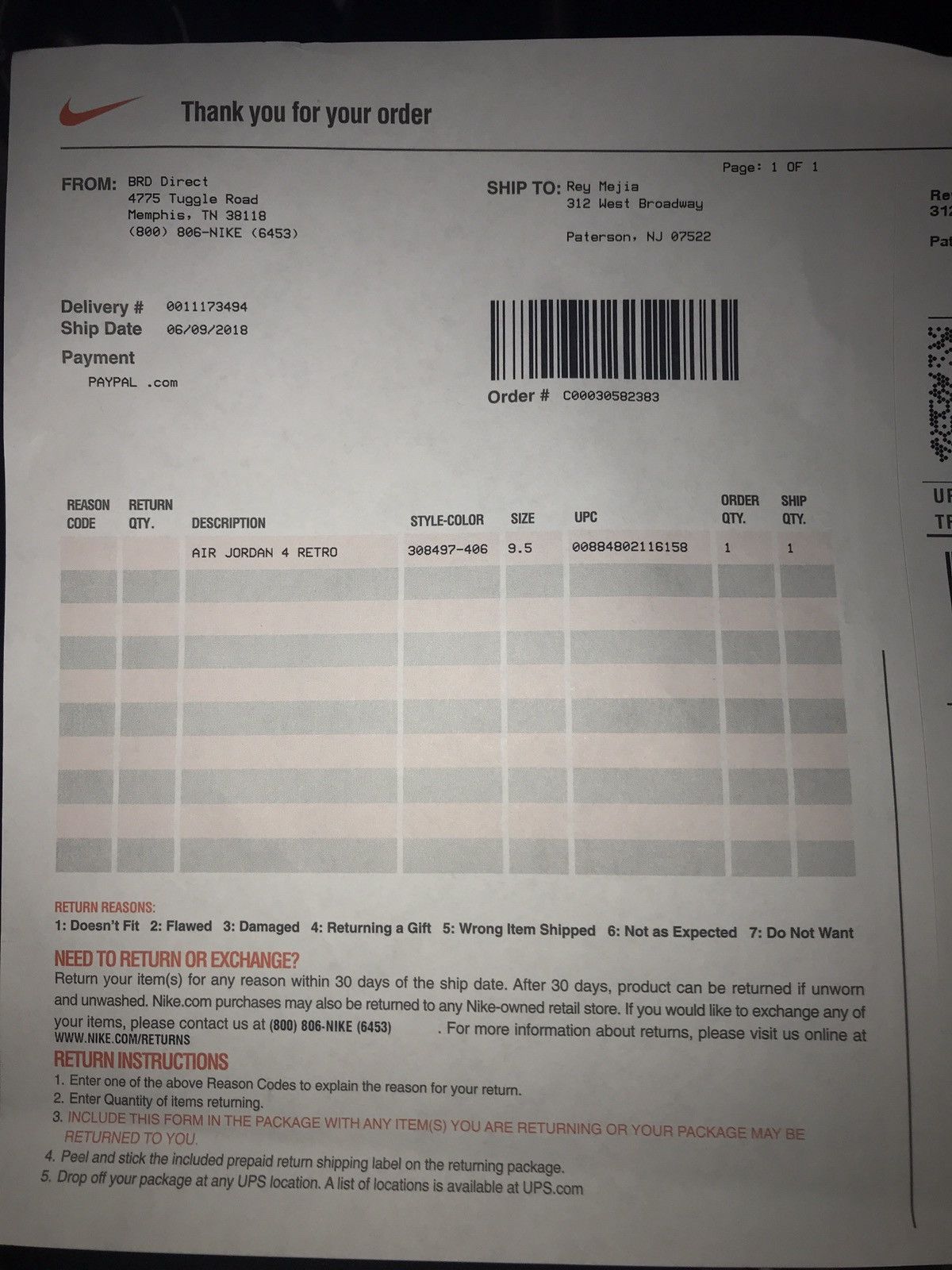 travis scott jordan 6 receipt