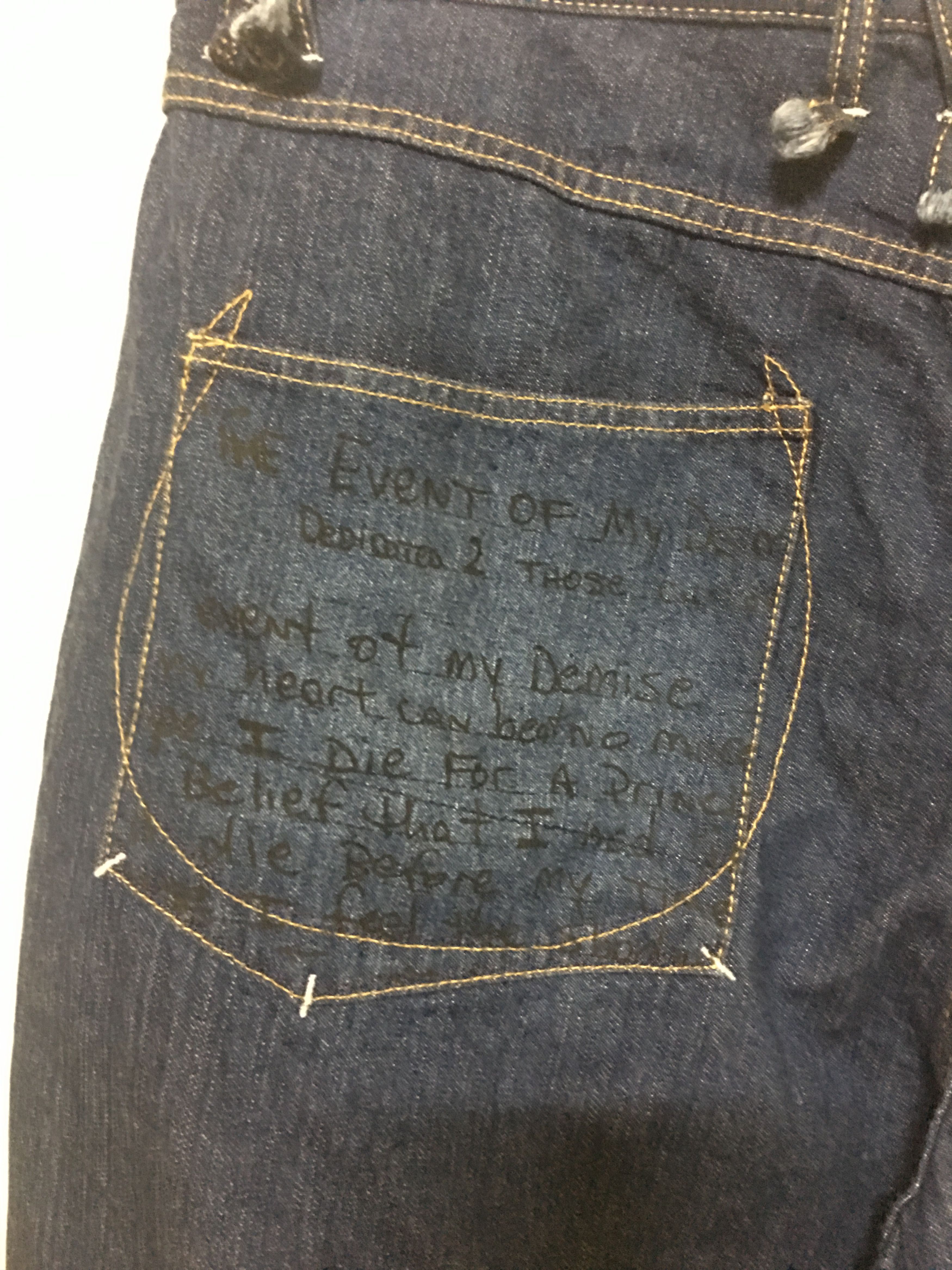 Makaveli Tupac Shakur Hip Hop Baggy Denim Design Spell Out logo Size US 37 - 8 Thumbnail