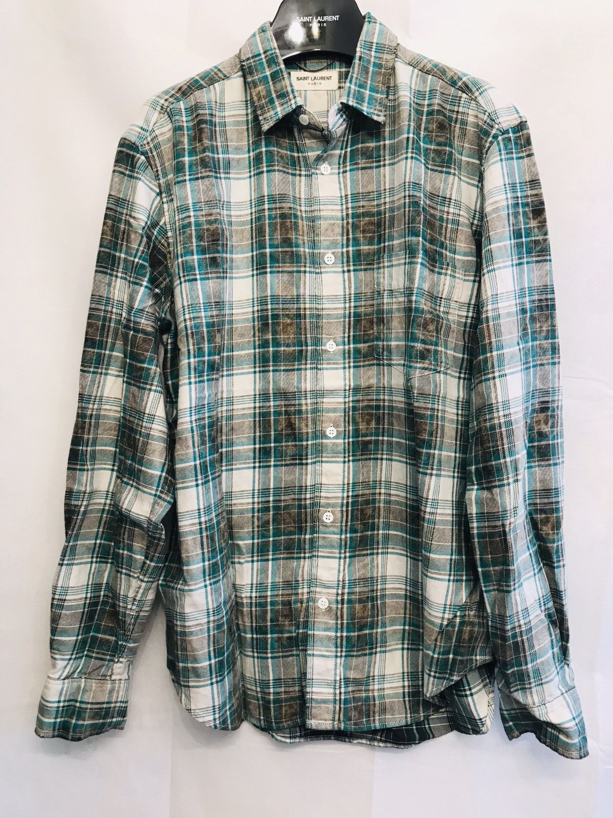 Saint Laurent Paris SS16 Bleached Green Flannel | Grailed