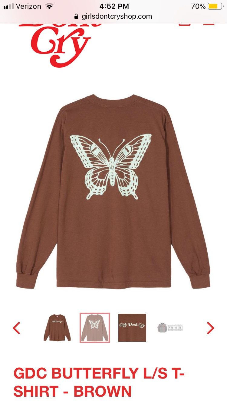Human Made Girls Don't Cry Butterfly Long Sleeve Shirt Brown | Grailed