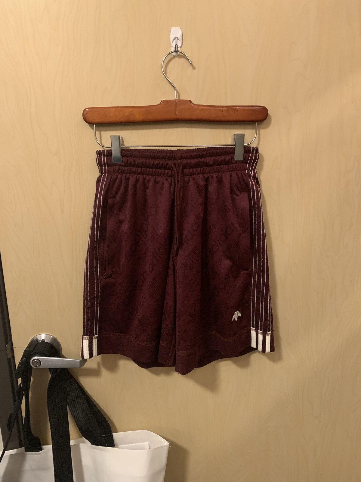 Adidas × Alexander Wang VERY RARE Burgundy jacquard soccer shorts (size xs) Size US 28 / EU 44 - 1 Thumbnail