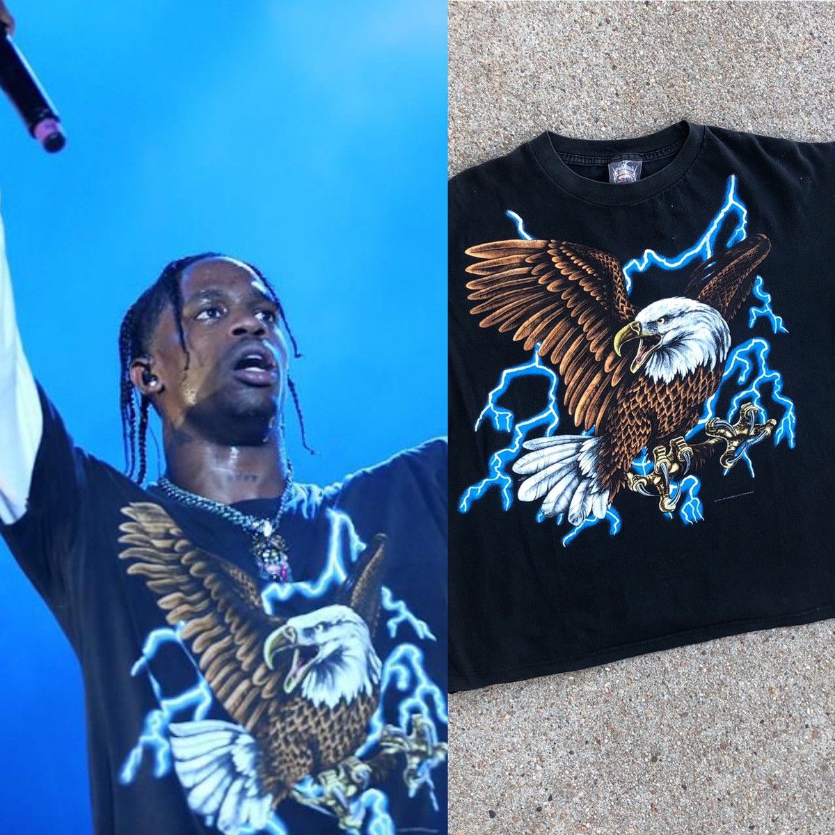 Vintage 90s American Thunder Travis Scott Eagle LightningTee Shirt