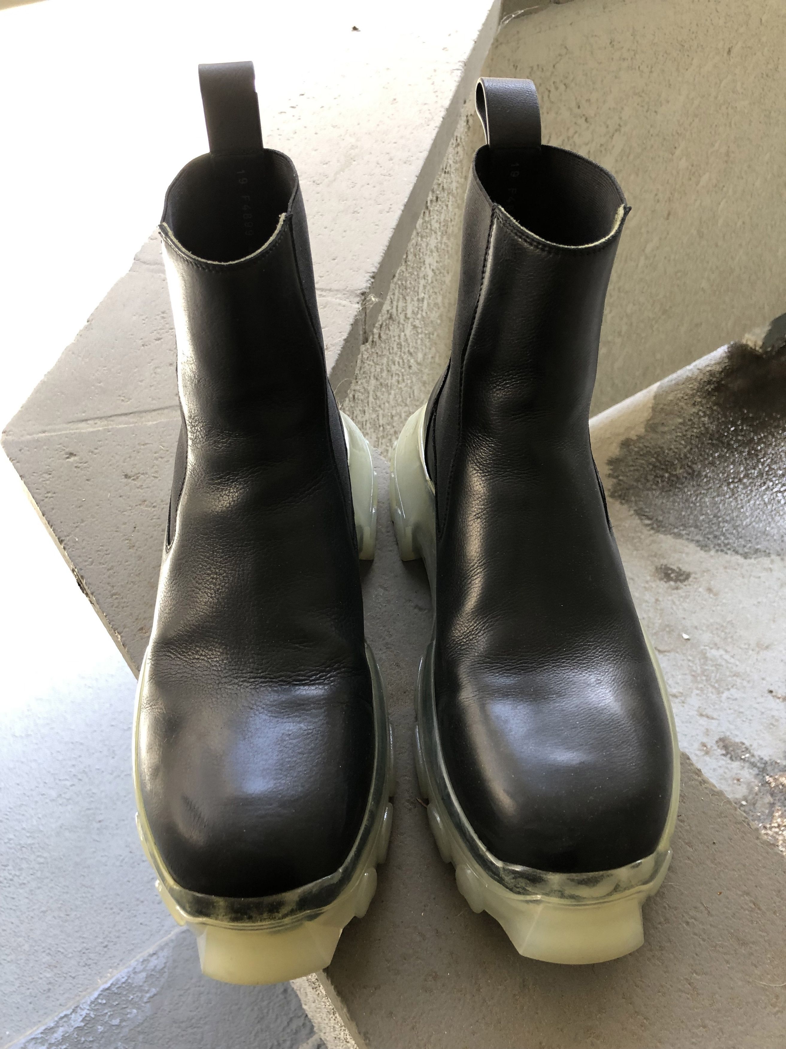Rick Owens Rick Owens Leather Black Bozo Beetle Boots - Size Rick Owens Rick Owens Leather Black Bozo Beetle Boots - Size
