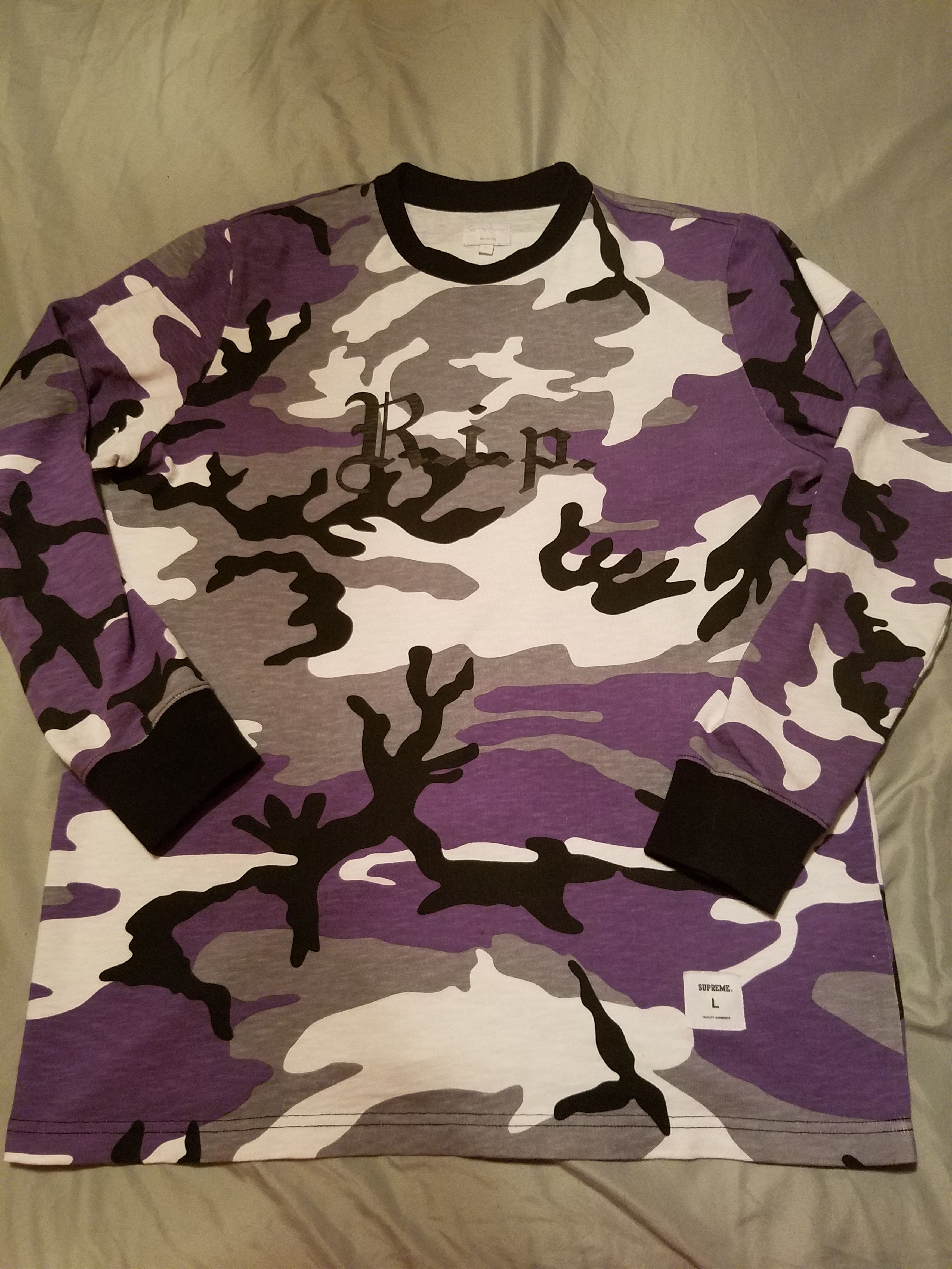 Supreme Purple Camo R.I.P. L/S Shirt Size US L / EU 52-54 / 3 - 1 Preview
