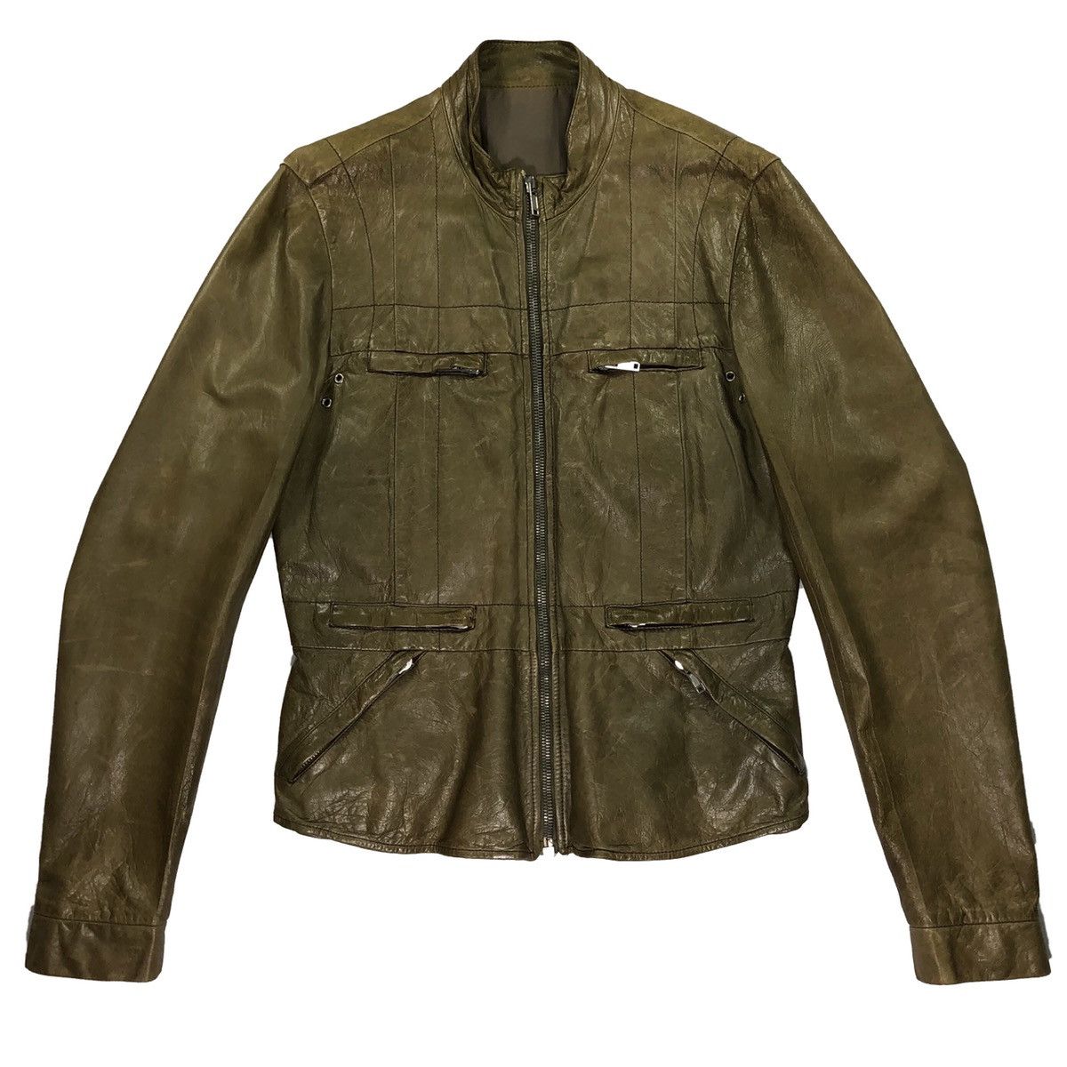 C*o様 Rick Owens vintage ライダースジャケット2004 年 Pre-owned Rick Owens Fw'04 Queen Lamb Leather Jacket In Army