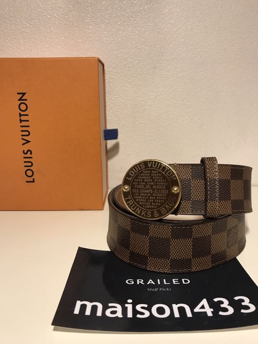 LV Damier Ebene Canvas Belt with Gold Buckle (1:1)