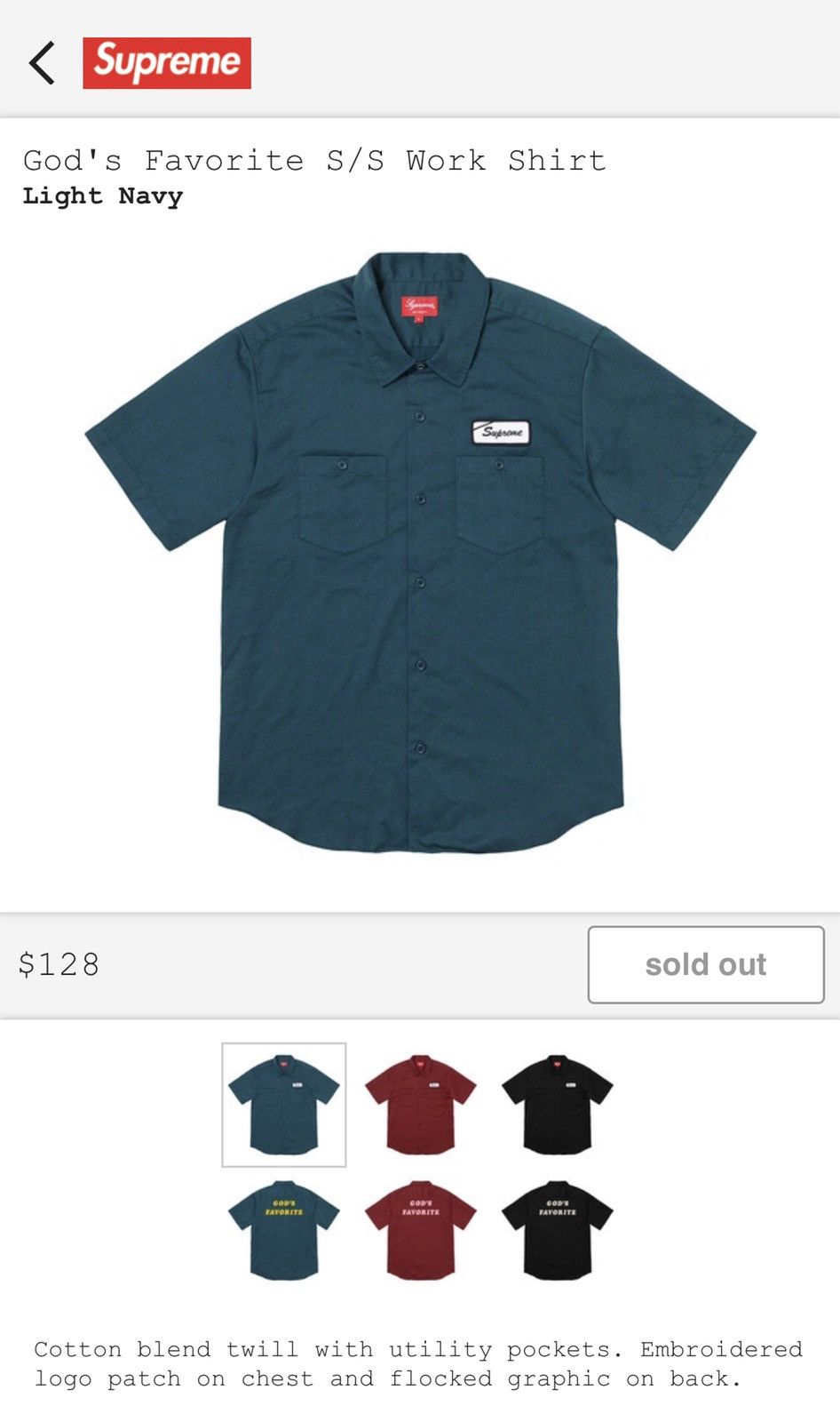 Supreme Supreme God's Favorite Work Shirt | Grailed