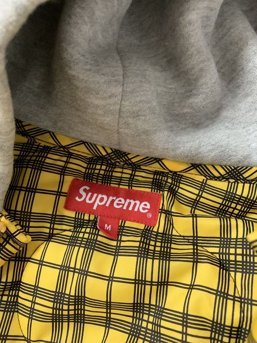 Supreme quilted liner cheap hooded jacket yellow plaid