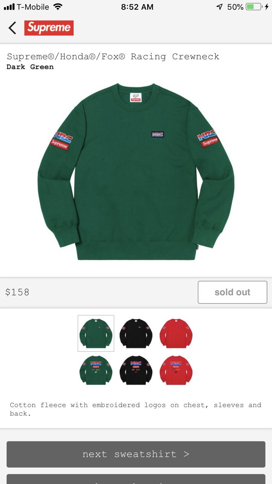 Supreme Supreme Honda Fox Racing Crewneck | Grailed