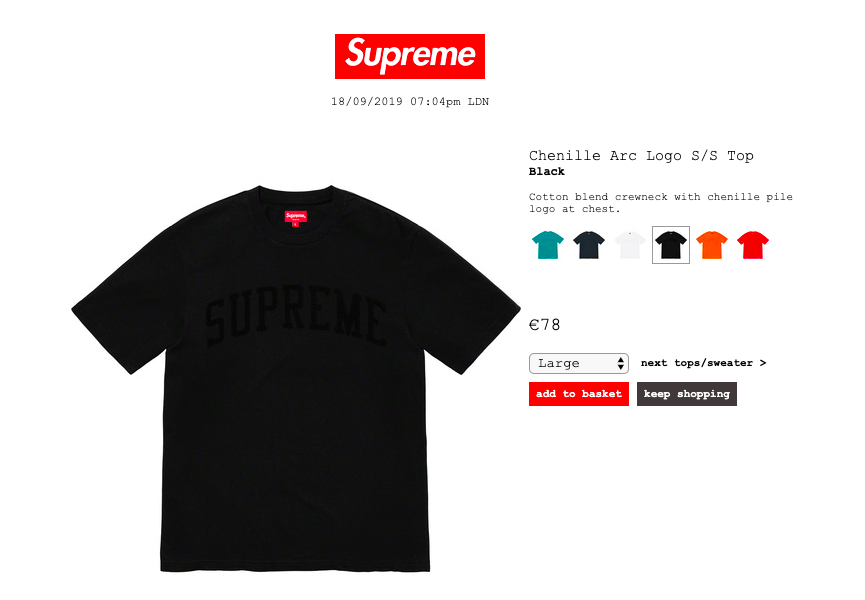 Supreme chenille arc logo clearance tee