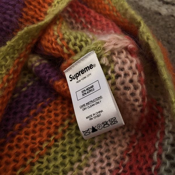 Supreme Acid Green Supreme Striped Mohair Sweater | Grailed