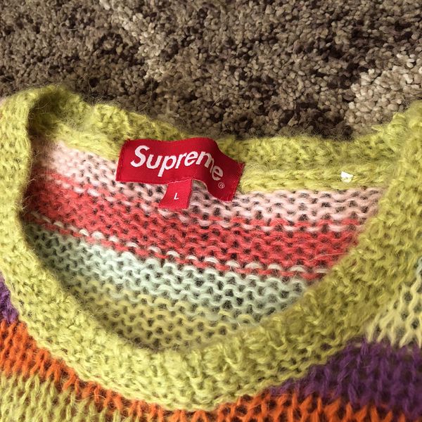 Supreme Acid Green Supreme Striped Mohair Sweater | Grailed