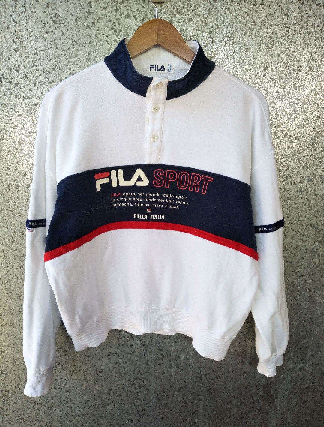 FILA SPORT sweatshirt big Logo spell out half button