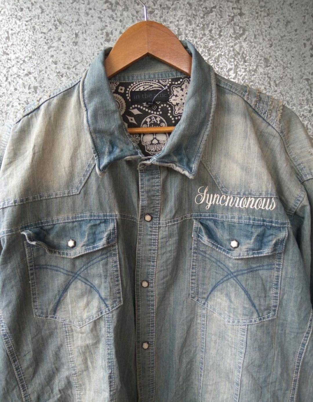 In The Attic 🔥 Japan In The Attic shirt Button Up Chambray skull Size US XL / EU 56 / 4 - 3 Thumbnail