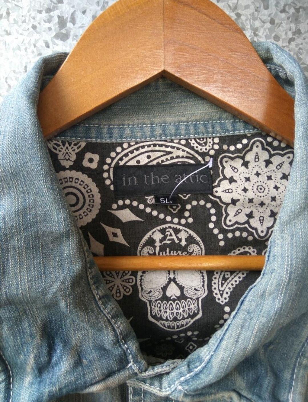 In The Attic 🔥 Japan In The Attic shirt Button Up Chambray skull Size US XL / EU 56 / 4 - 4 Thumbnail