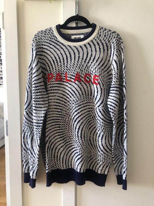 Palace Swirly Wurly Knit Navy/White | Grailed