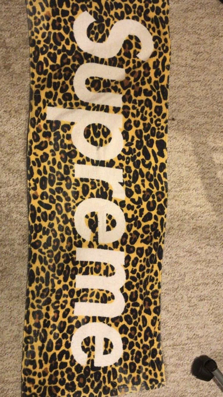 SUPREME 2009* JAPAN RELEASE LEOPARD TOWEL BOX LOGO PRINT 16” x 46 1/2”