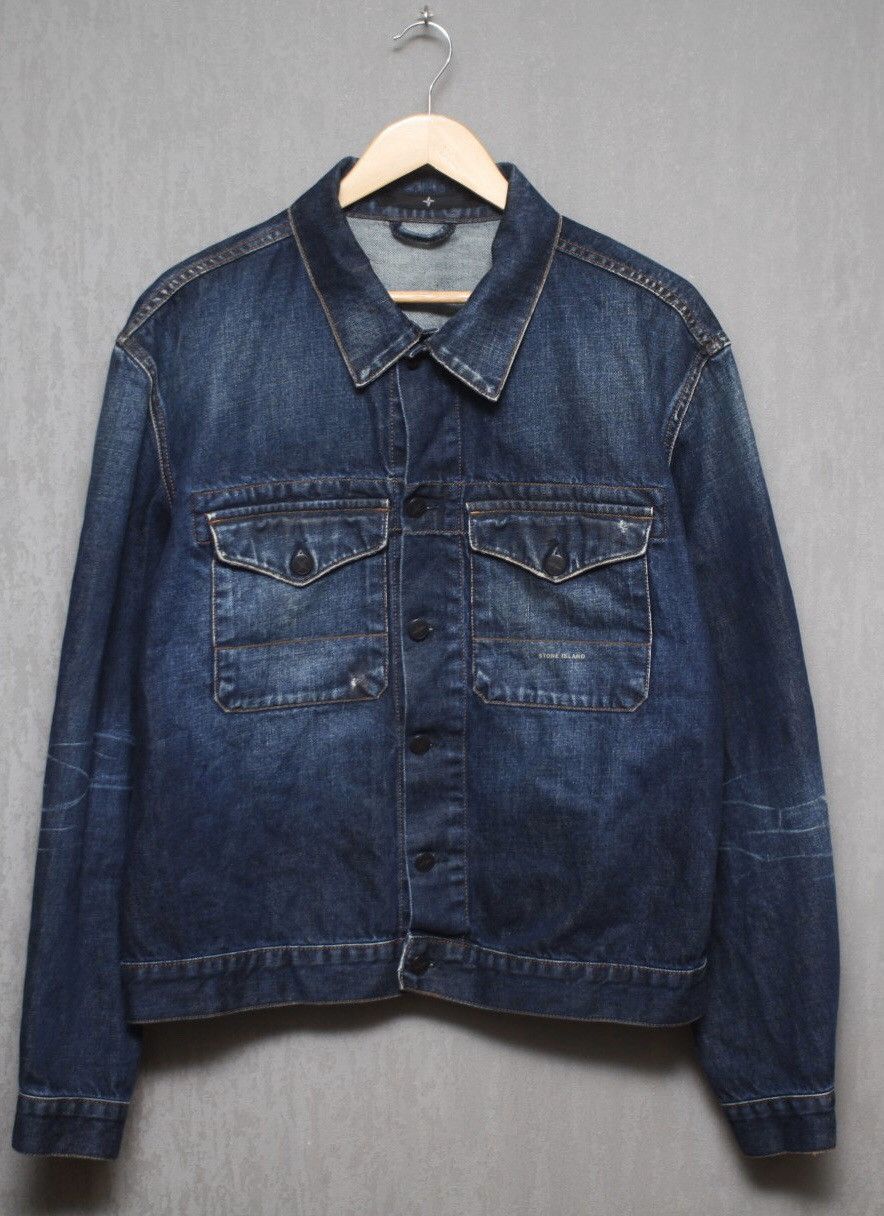 image of Stone Island Denim Jacket Size XL in Blue, Men's