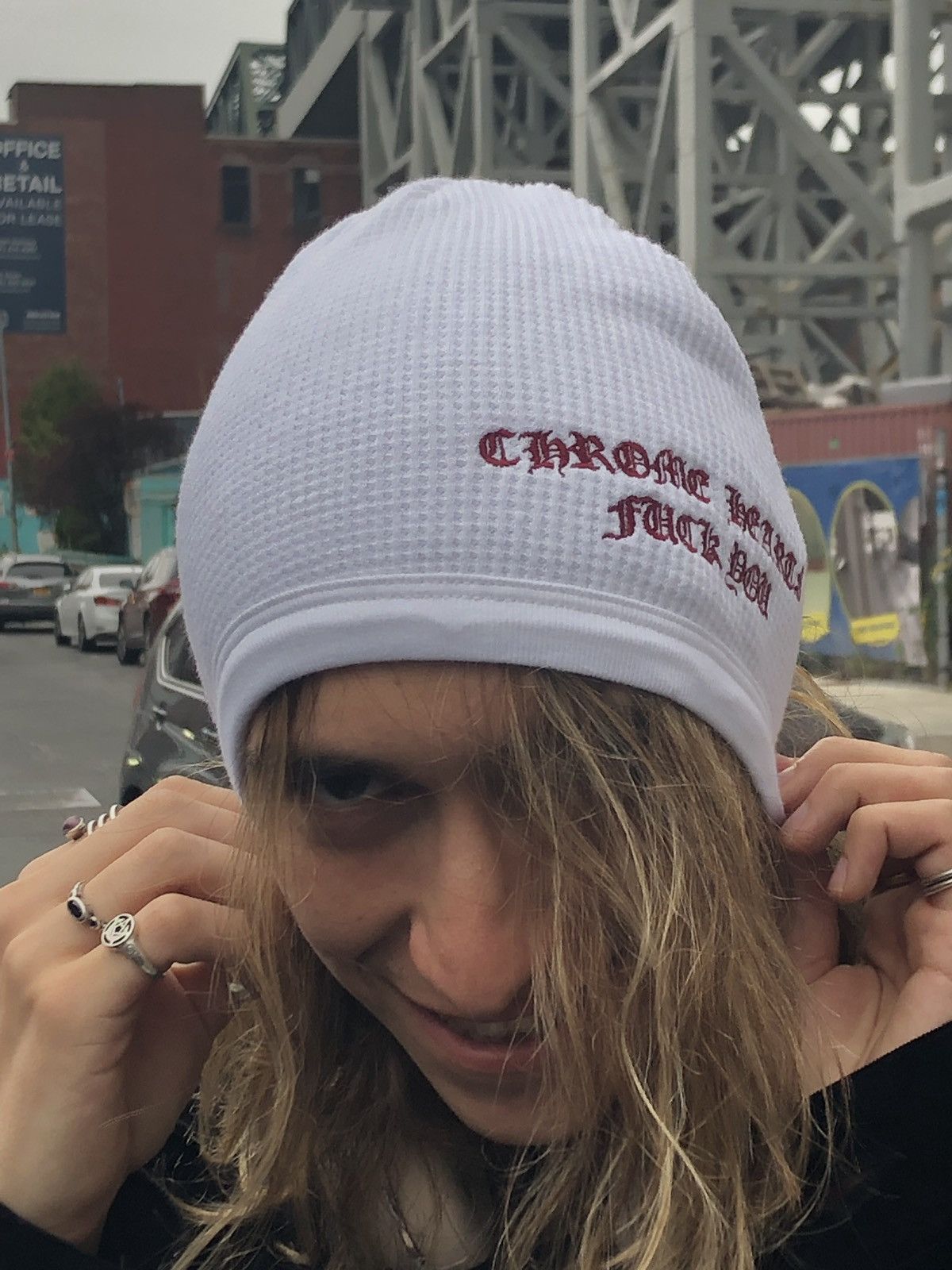 Chrome Hearts Chrome Hearts Fuck You Knit Cap White OS