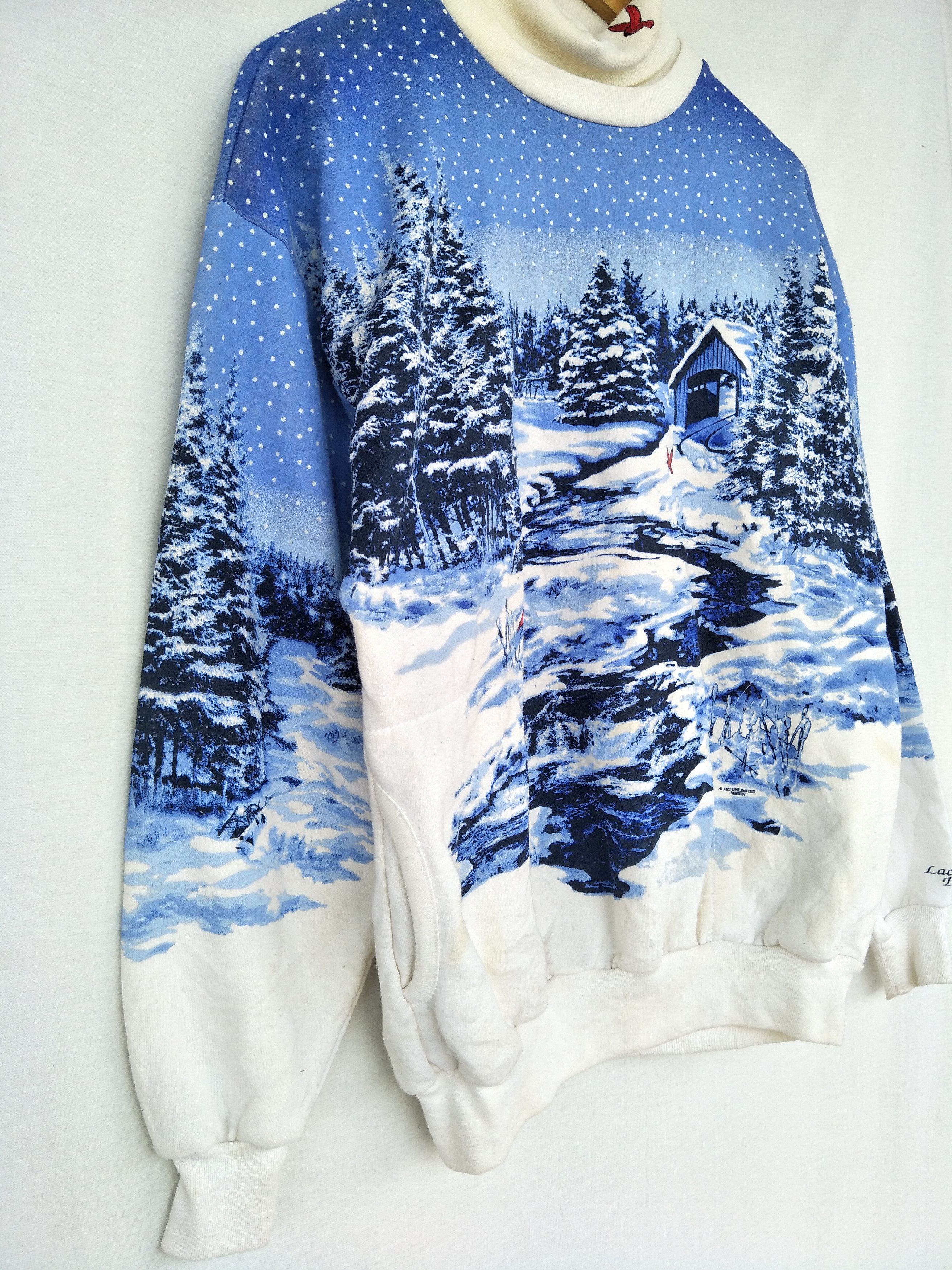 Vintage Pullover Jumper Sweatshirt Art Alaska Overprint Tops