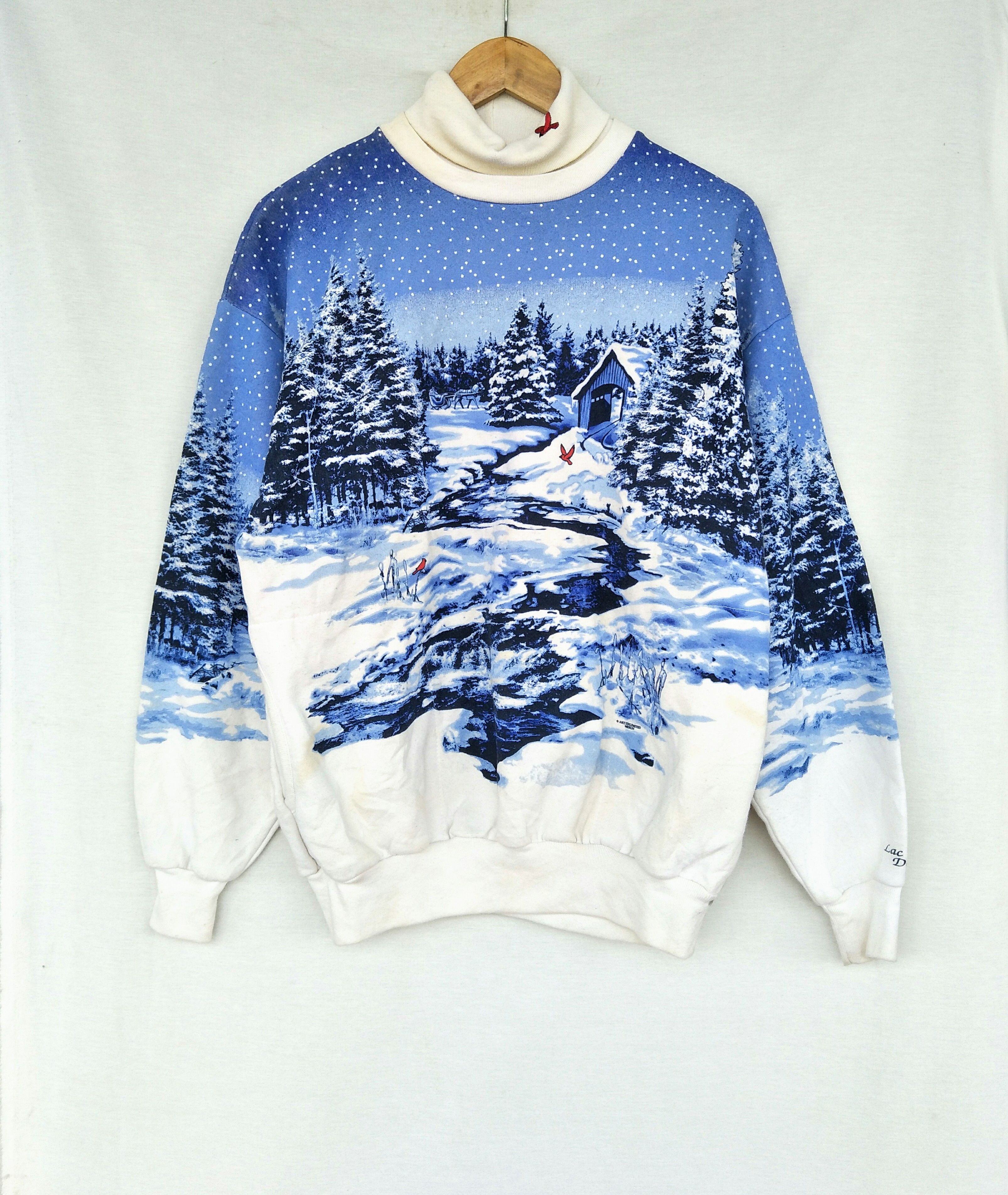 Vintage Pullover Jumper Sweatshirt Art Alaska Overprint Tops