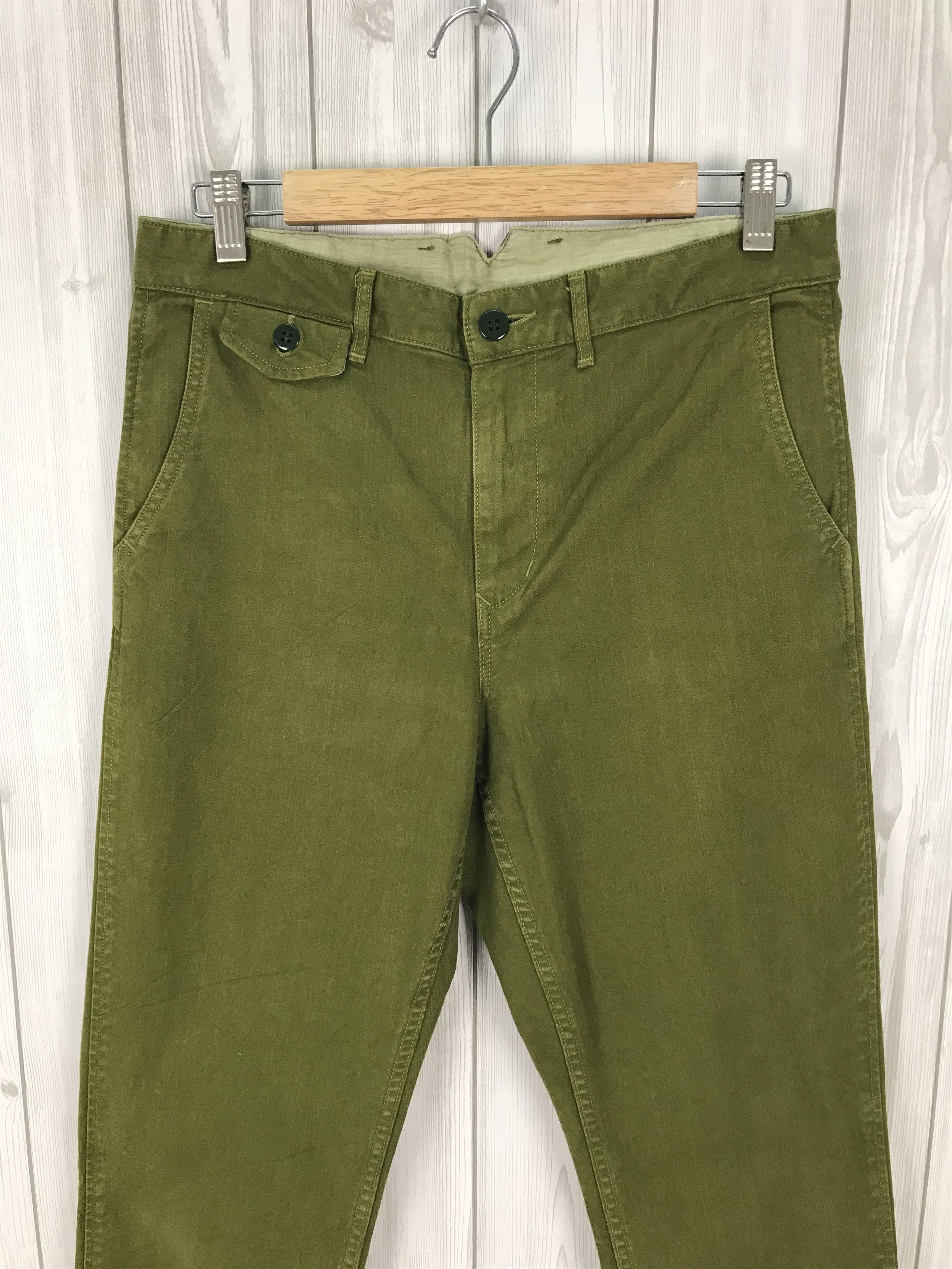 Hysteric Glamour Japanese Brand DMG Buckle Back Olive Green Army Trouser Size US 31 - 3 Thumbnail