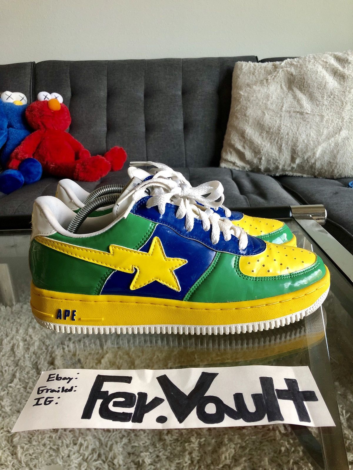 Bape A Bathing Ape Bape Brazil Green Yellow Sz 9 shoes bapesta | Grailed