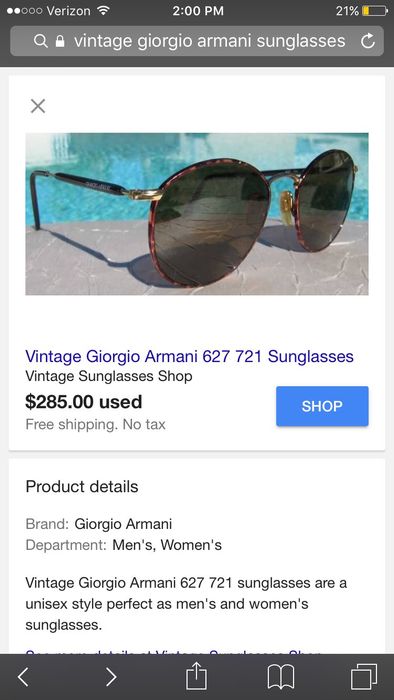 Armani Vintage Giorgio Armani 627 721 Sunglasses Grailed