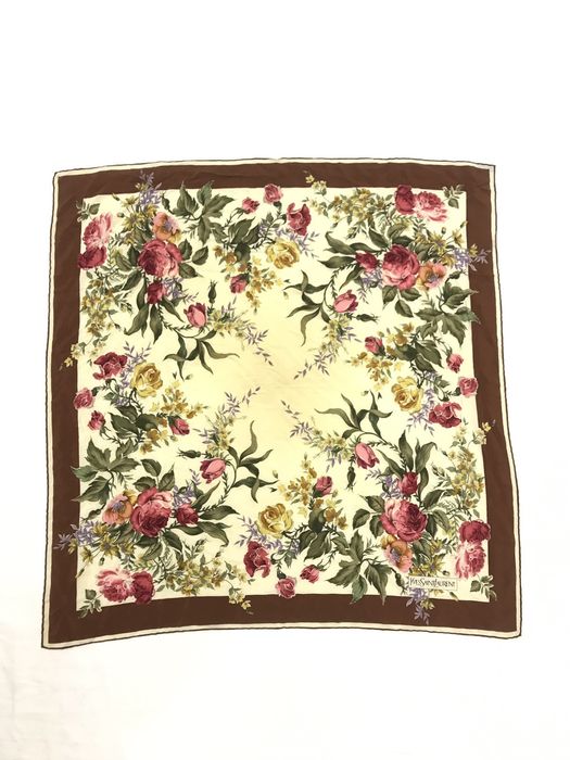 Yves Saint Laurent 💥💥AUTHENTIC YVES SAINT LAURENT FLORAL YSL SILK SCARF ...