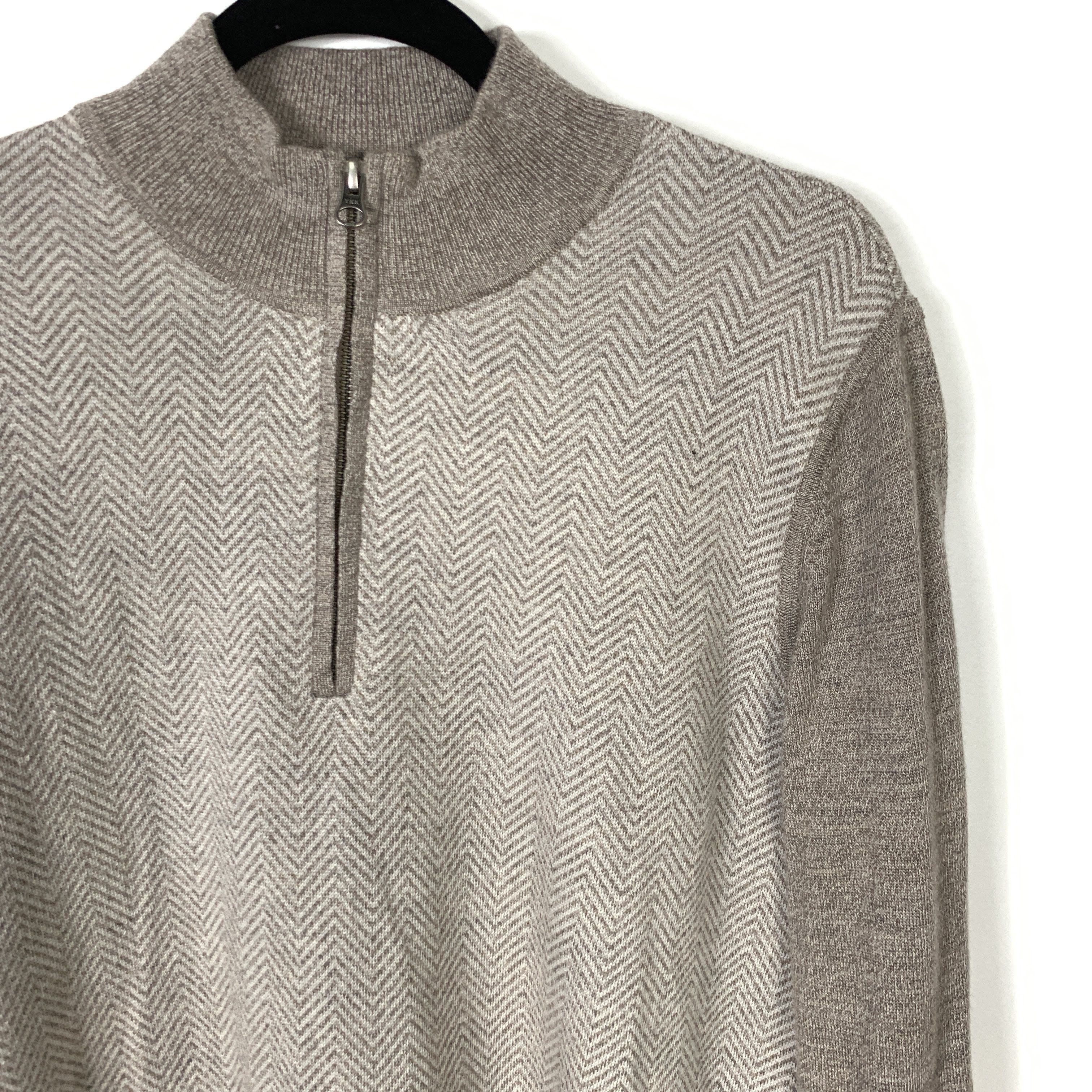 Black Saks Fifth Avenue Zip Houndstooth Sweater M Half Zip Menswear