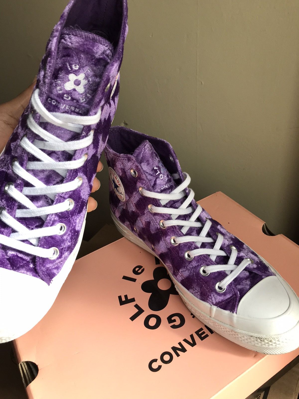 Converse Golf Wang Golf Wang purple velvet high top chucks Grailed