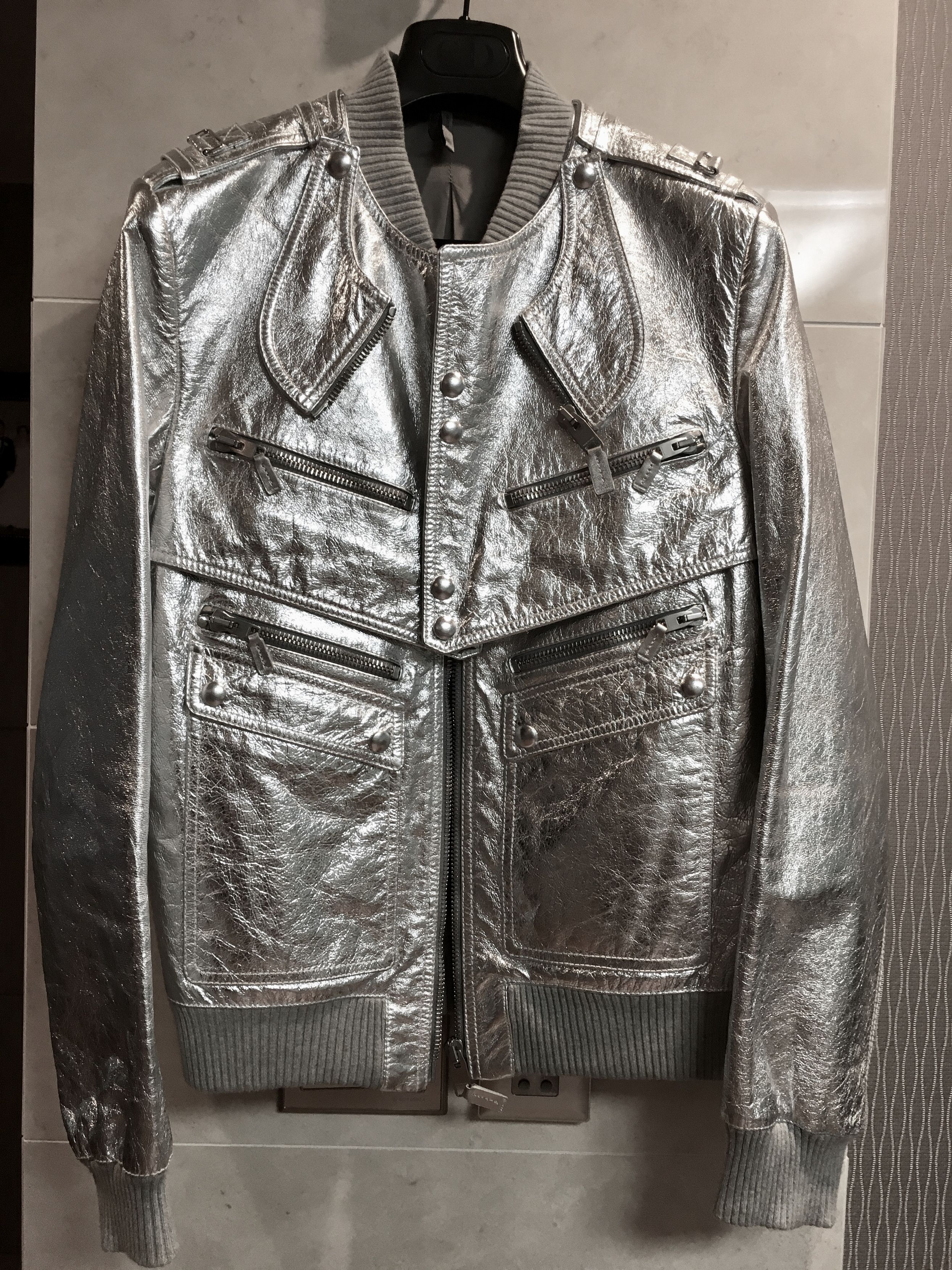Dior Dior Homme SS07 Runway Silver Leather Jacket sz46 | Grailed
