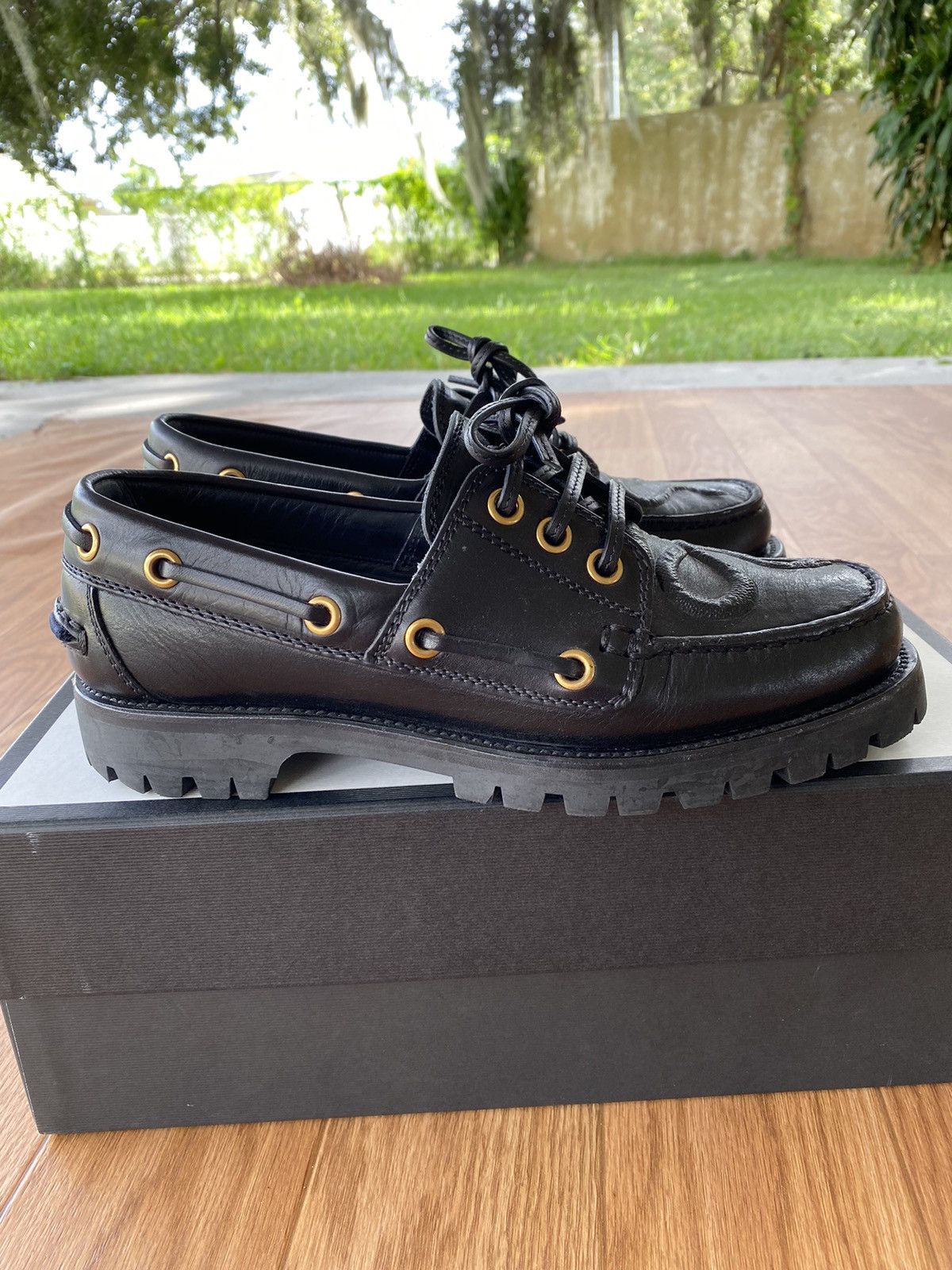 Gucci Gucci Pacific Snake-Embossed Leather Deck Shoes | Grailed display picture 1