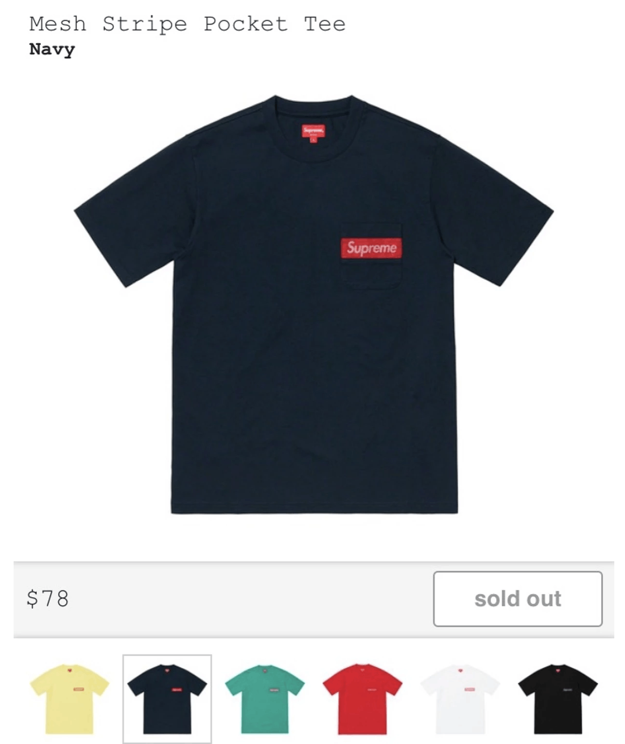 Supreme Supreme Mesh Stripe Box Logo Pocket Tee Navy L | Grailed