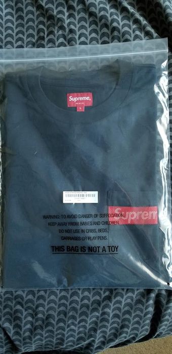 Supreme Supreme Mesh Stripe Box Logo Pocket Tee Navy L | Grailed