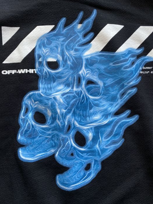 Off white blue outlet skull hoodie