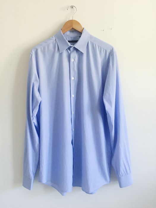 Theory Blue Micro Stripe Dress Shirt Size US L / EU 52-54 / 3 - 1 Preview