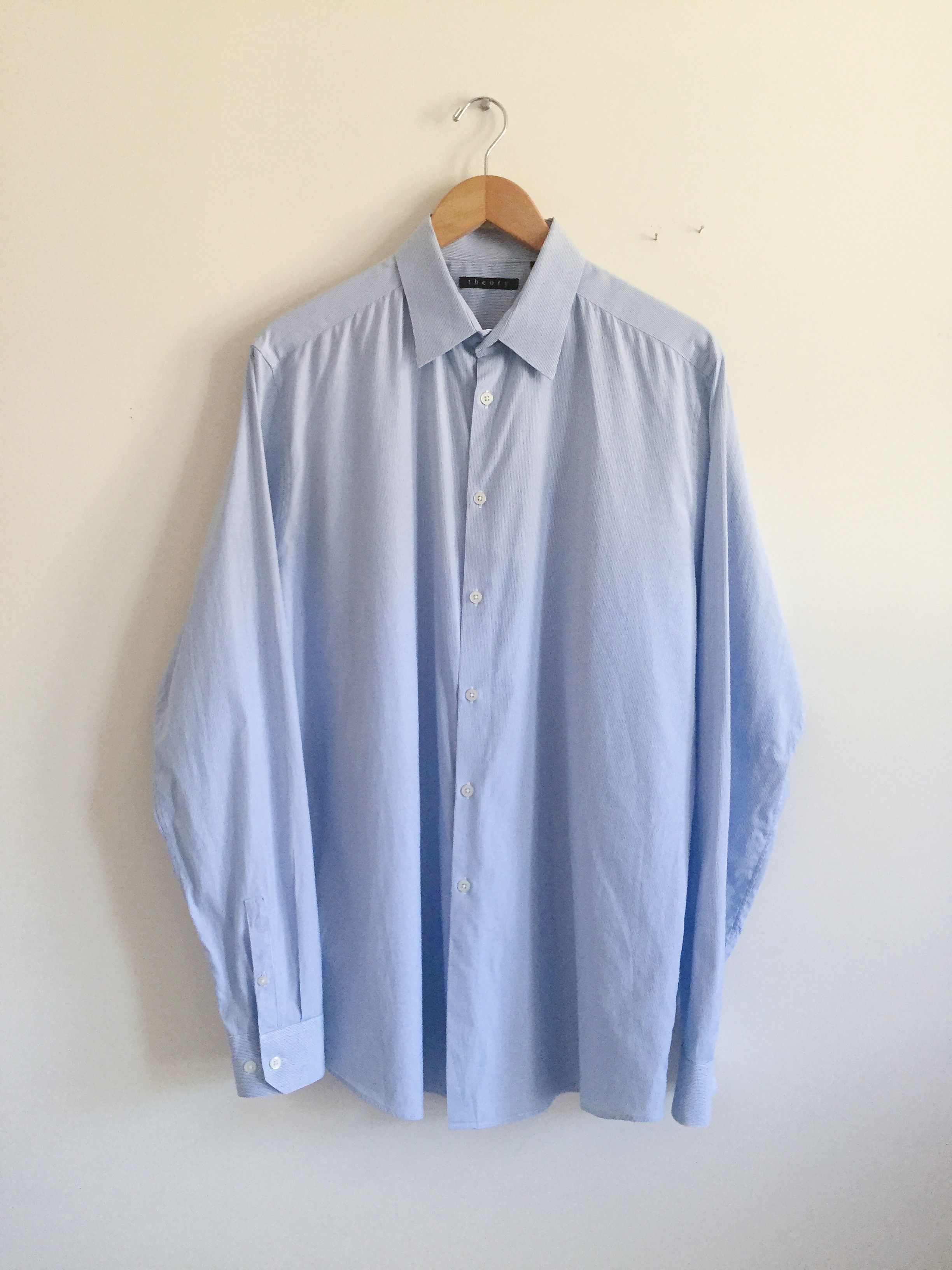 Theory Light Blue Mini Stripe Dress Shirt | Grailed