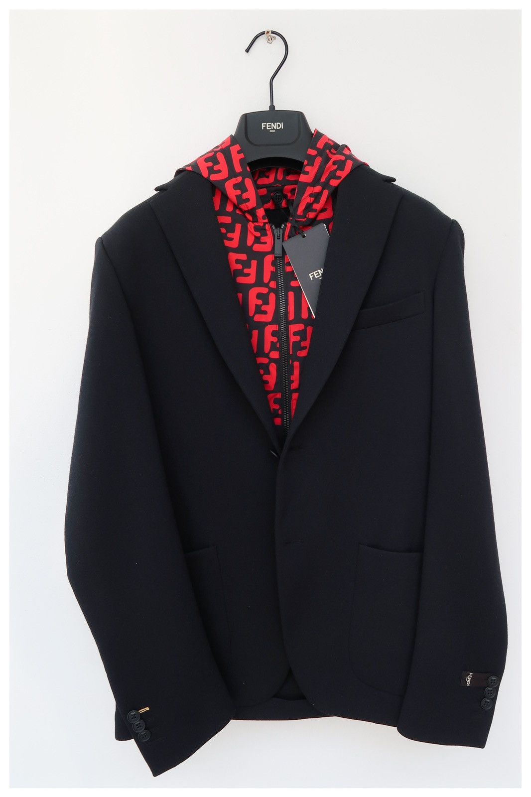 Fendi Fendi hooded blazer. Removable red monogram hood. NWT 46IT Size 38R - 2 Thumbnail