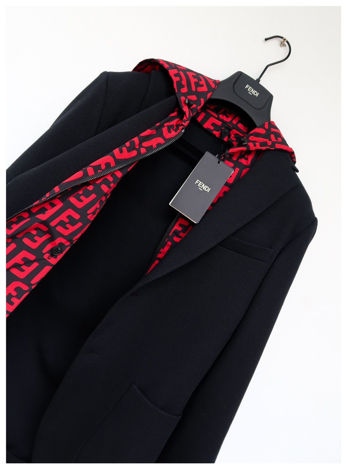 Fendi Fendi hooded blazer. Removable red monogram hood. NWT 46IT Size 38R - 1 Thumbnail